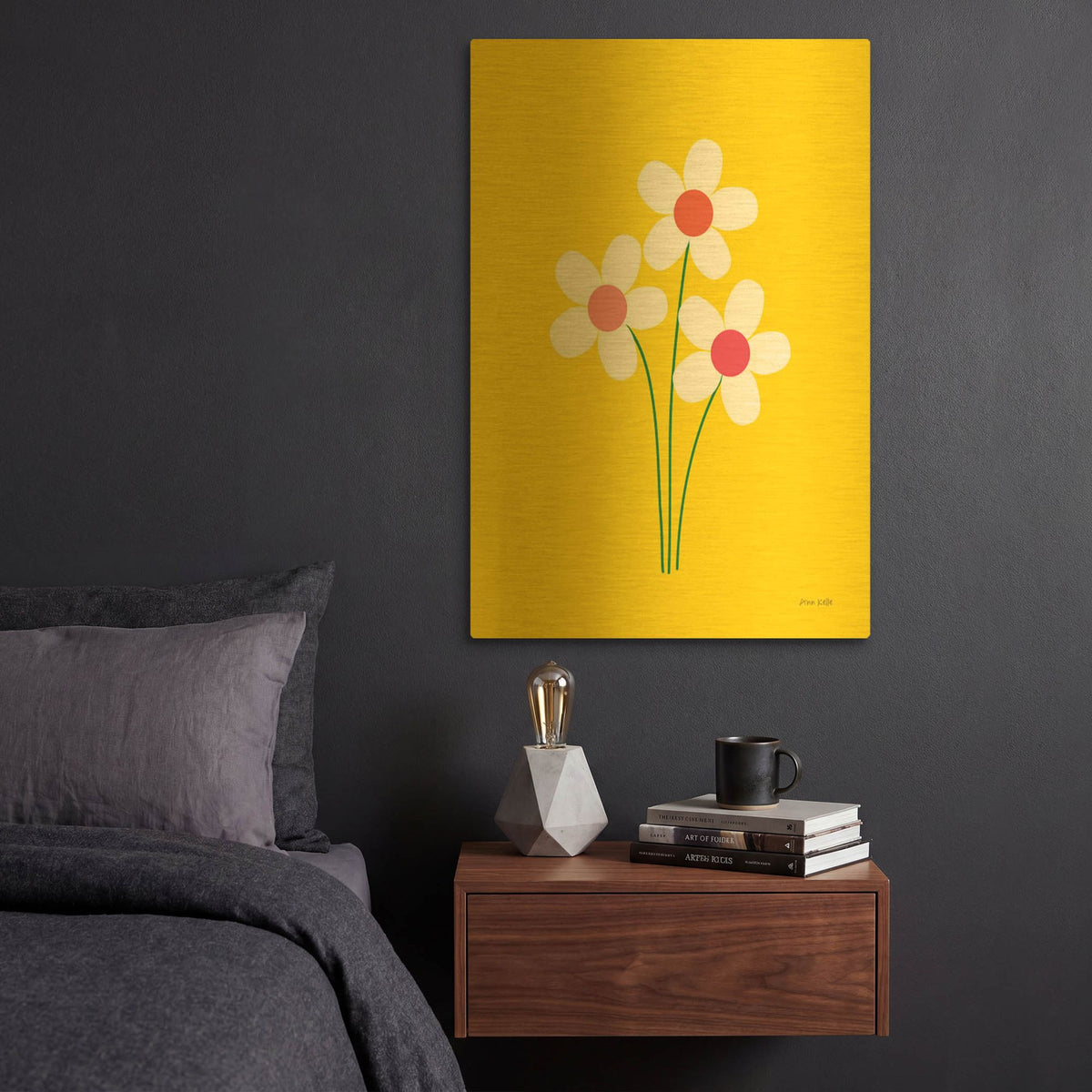 'Daisies II' By Ann Kelle Gold Metal Wall Art