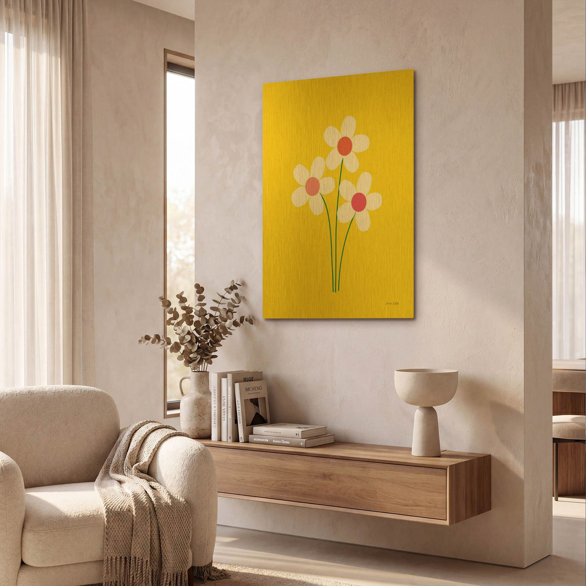 'Daisies II' By Ann Kelle Gold Metal Wall Art