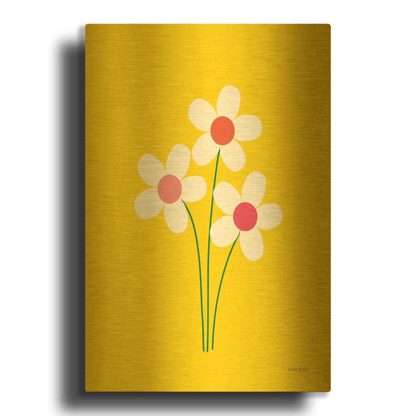 'Daisies II' By Ann Kelle Gold Metal Wall Art