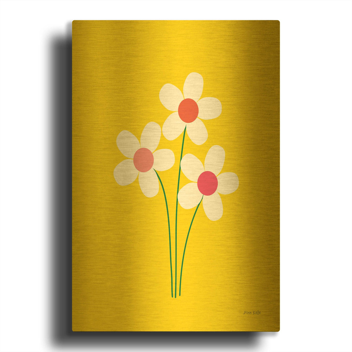 'Daisies II' By Ann Kelle Gold Metal Wall Art