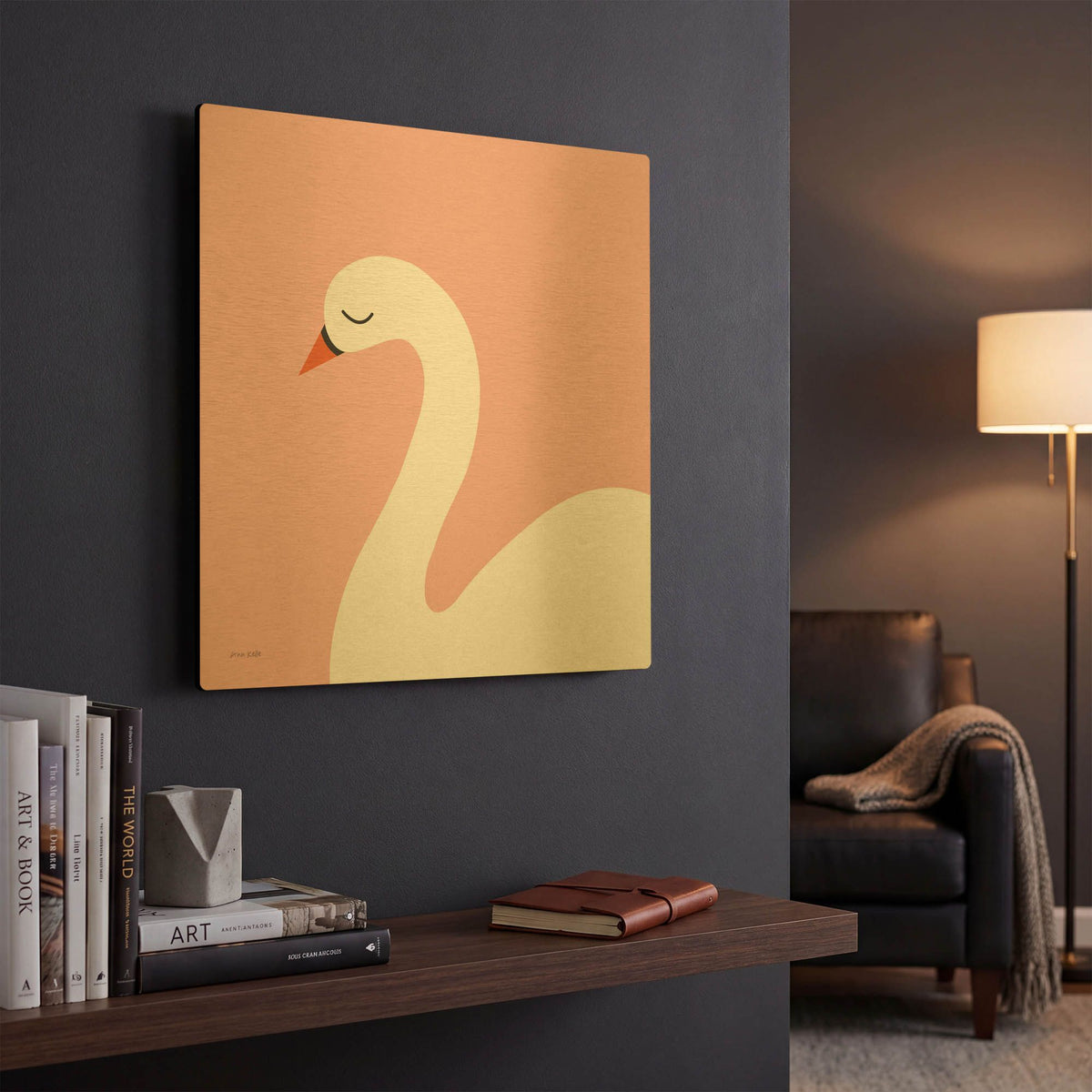 'Swan' By Ann Kelle Gold Metal Wall Art