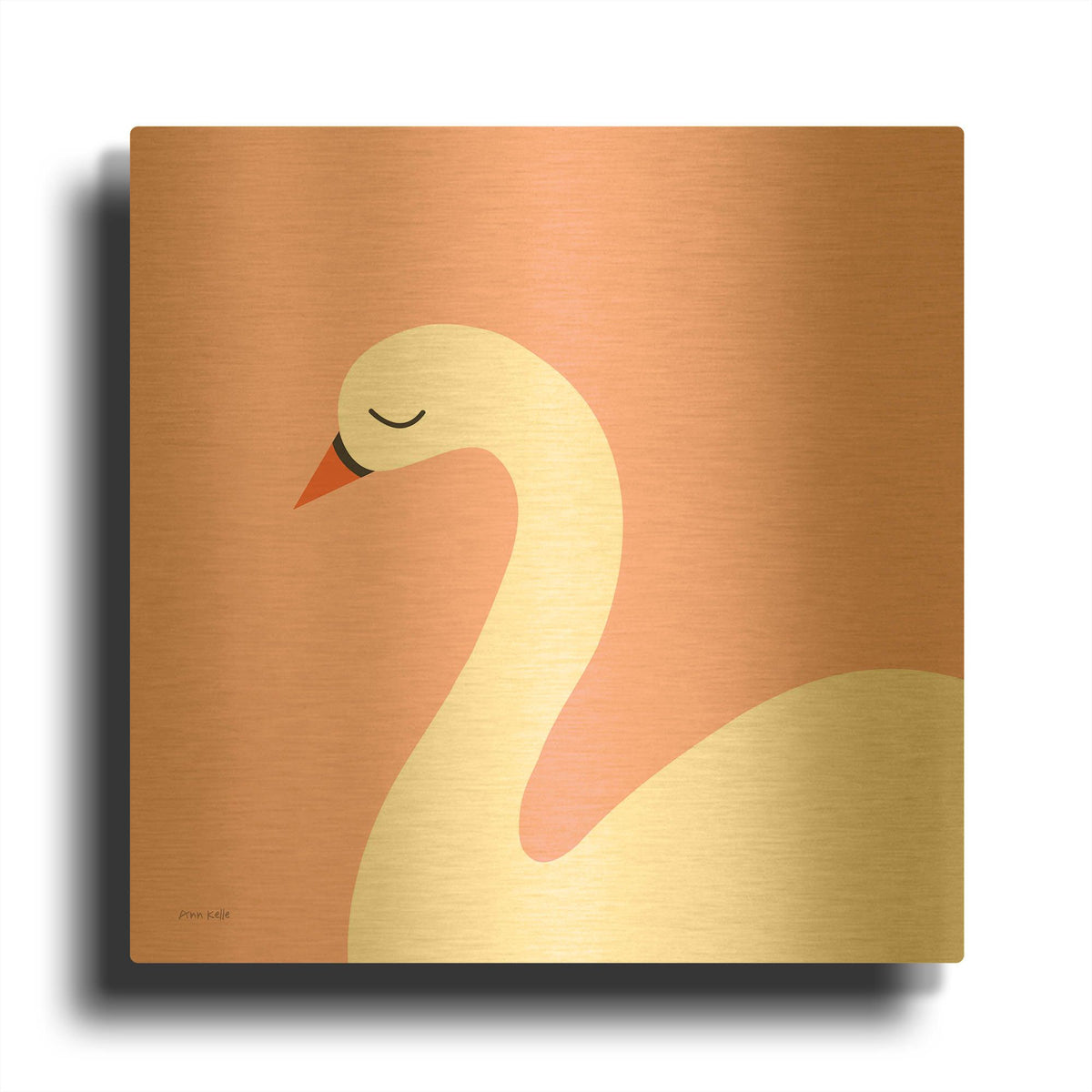 'Swan' By Ann Kelle Gold Metal Wall Art