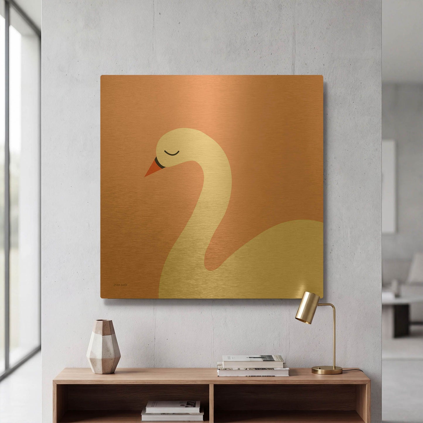 'Swan' By Ann Kelle Gold Metal Wall Art