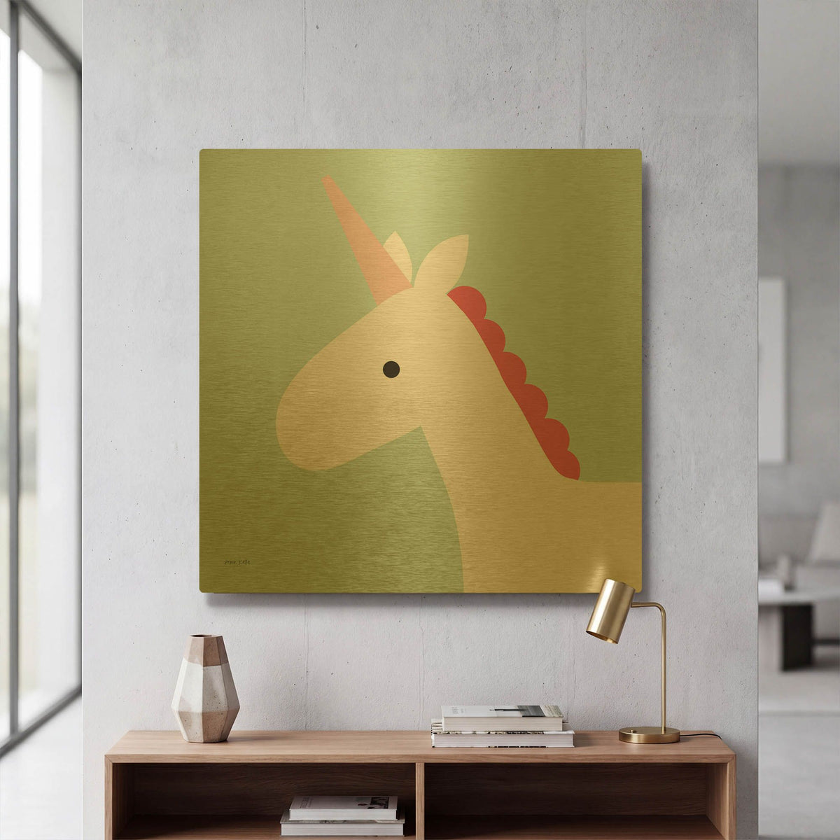'Unicorn' By Ann Kelle Gold Metal Wall Art
