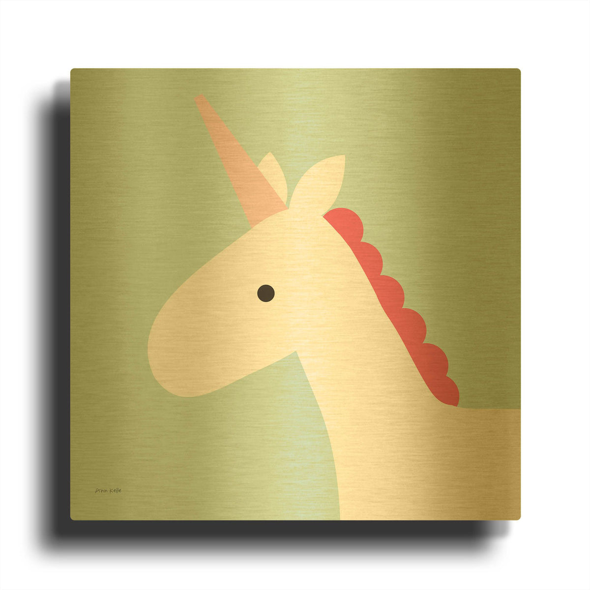 'Unicorn' By Ann Kelle Gold Metal Wall Art