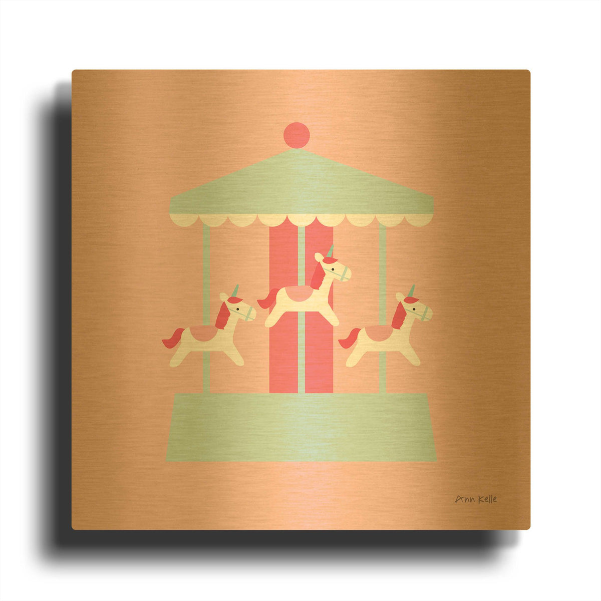 'Merry Go Round' By Ann Kelle Gold Metal Wall Art