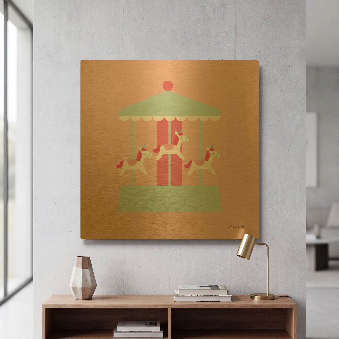 'Merry Go Round' By Ann Kelle Gold Metal Wall Art