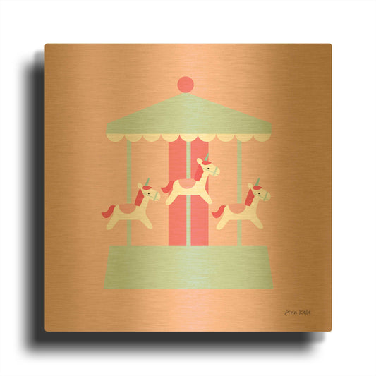 'Merry Go Round' By Ann Kelle Gold Metal Wall Art