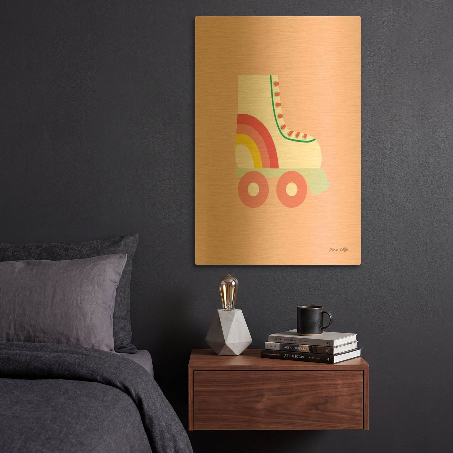 'Rollerskate' By Ann Kelle Gold Metal Wall Art