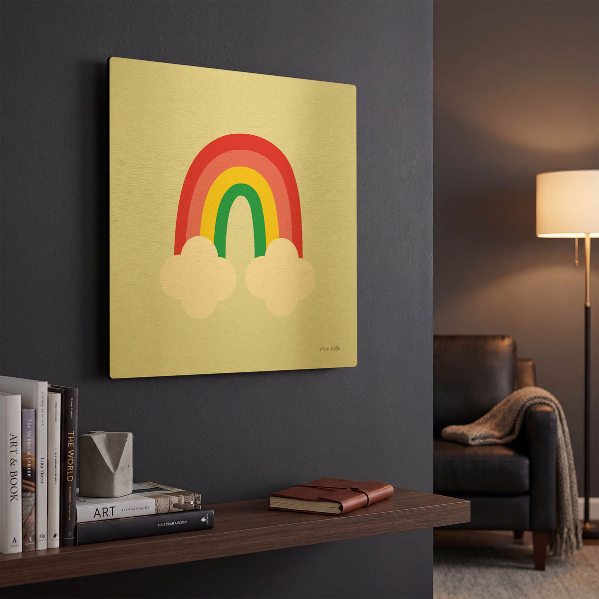 'Bright Rainbow I' By Ann Kelle Gold Metal Wall Art