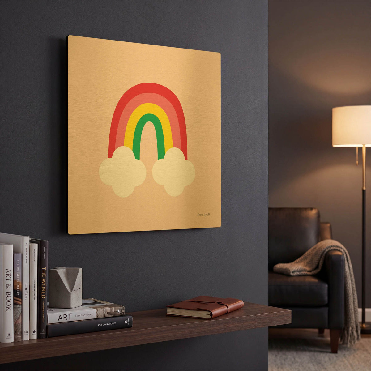 'Bright Rainbow II' By Ann Kelle Gold Metal Wall Art
