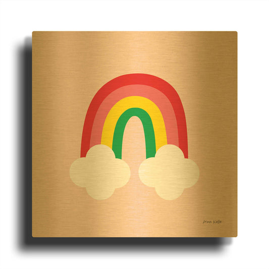 'Bright Rainbow II' By Ann Kelle Gold Metal Wall Art