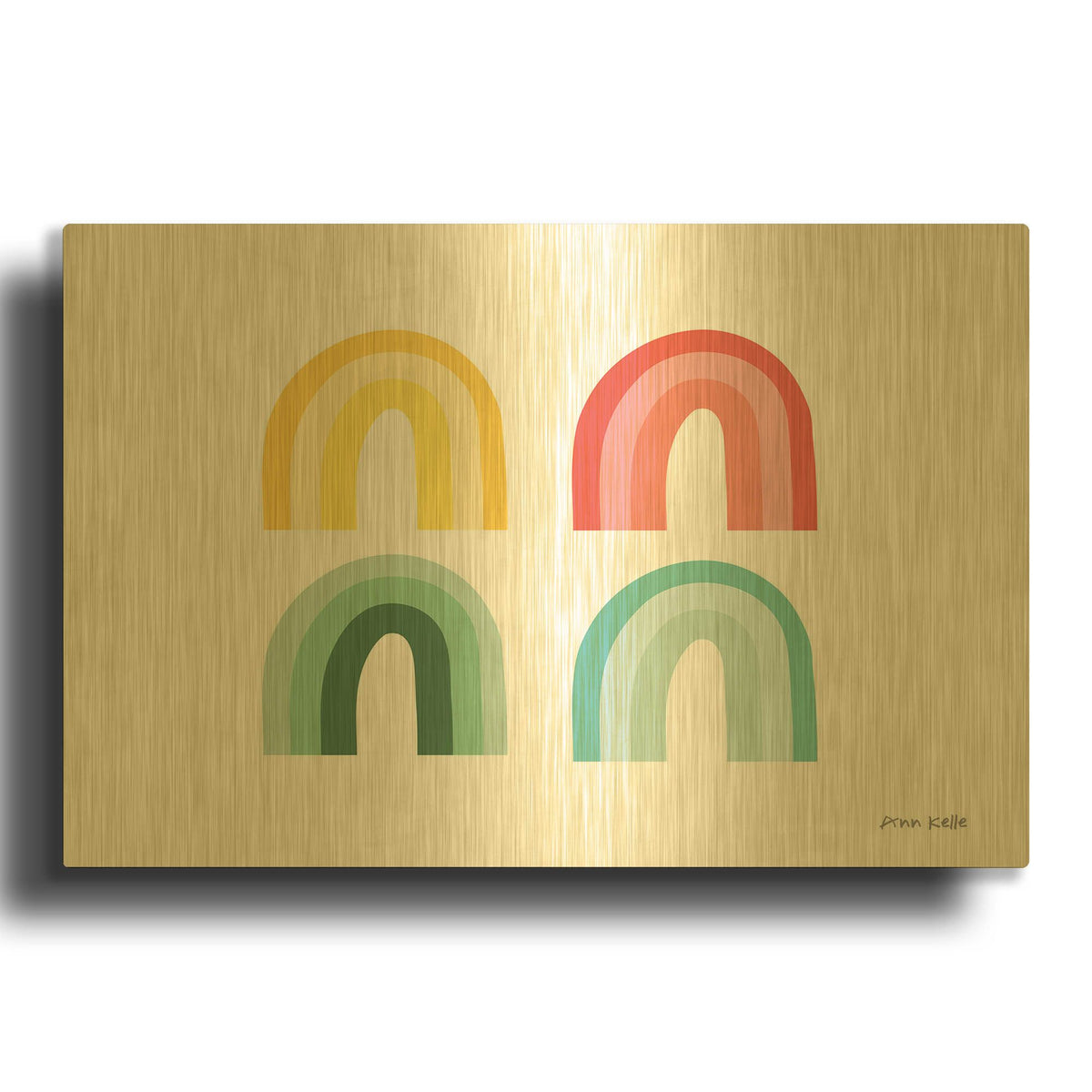 'Rainbow Colors I' By Ann Kelle Gold Metal Wall Art