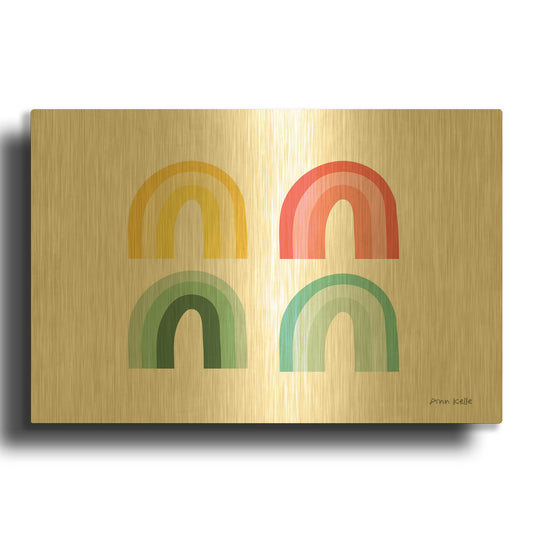 'Rainbow Colors I' By Ann Kelle Gold Metal Wall Art