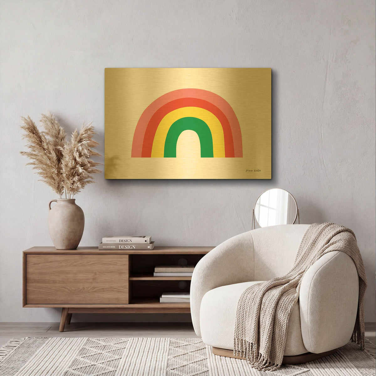 'Rainbow I' By Ann Kelle Gold Metal Wall Art