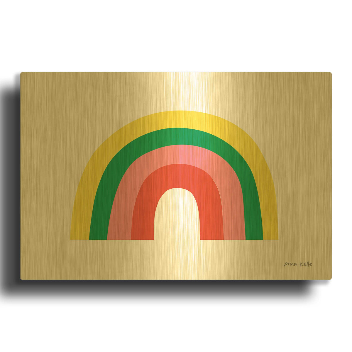 'Rainbow II' By Ann Kelle Gold Metal Wall Art