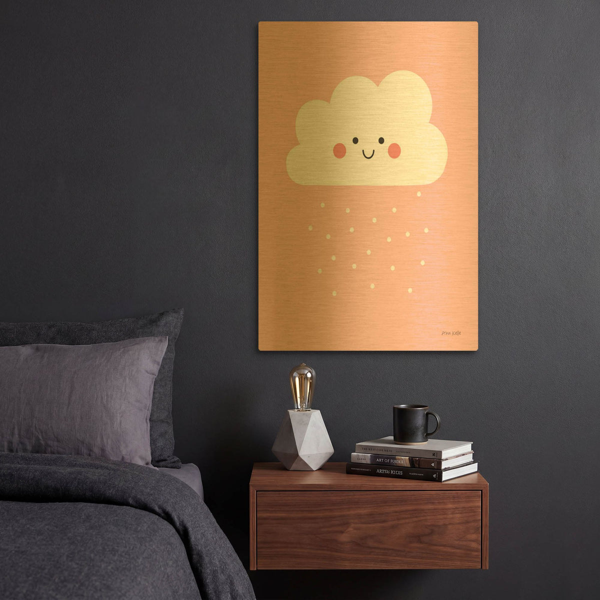 'Happy Cloud I' By Ann Kelle Gold Metal Wall Art