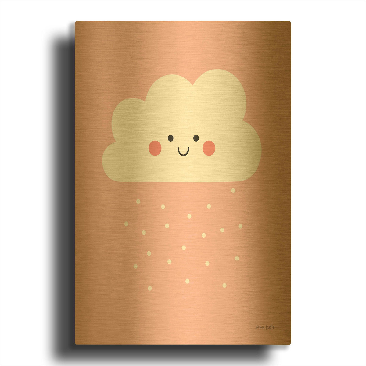 'Happy Cloud I' By Ann Kelle Gold Metal Wall Art