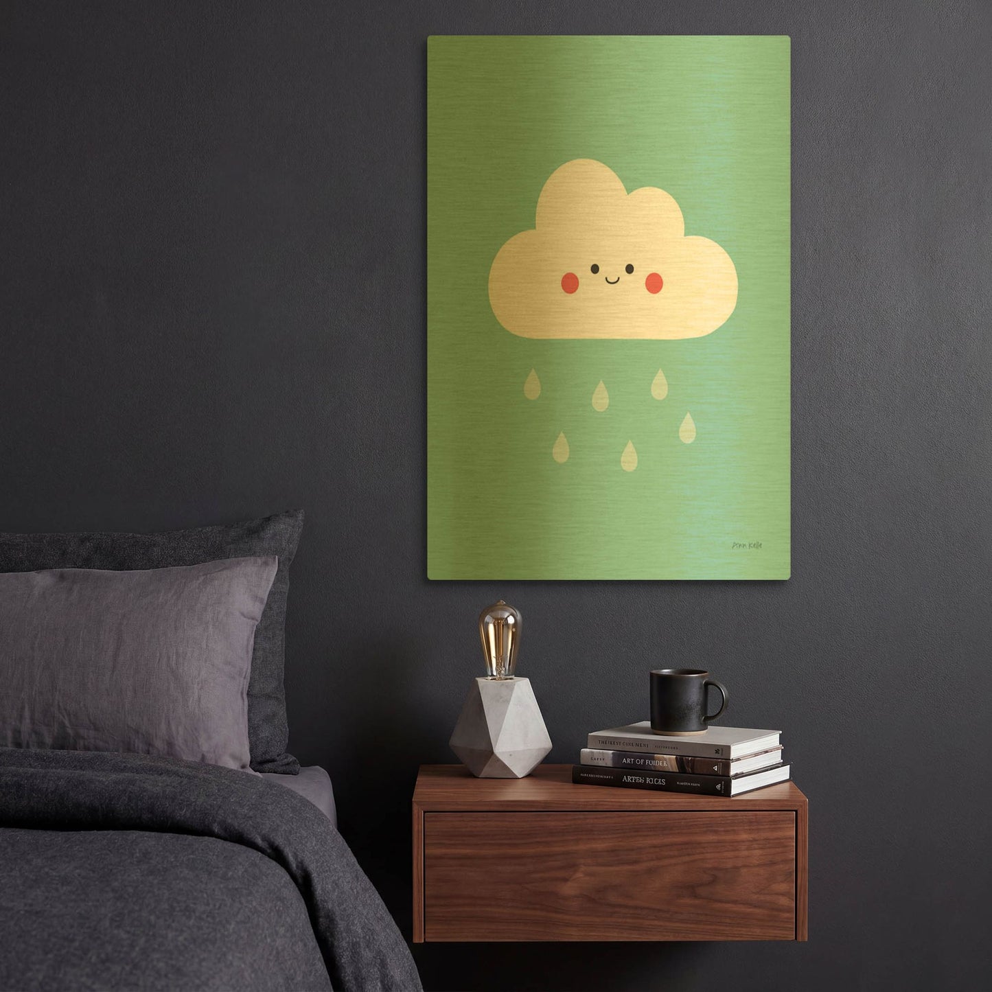 'Happy Cloud II' By Ann Kelle Gold Metal Wall Art