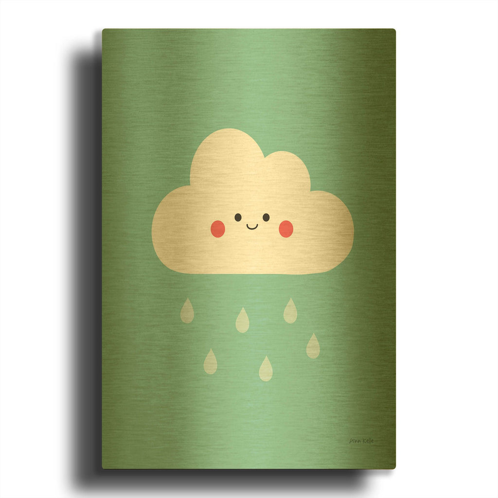 'Happy Cloud II' By Ann Kelle Gold Metal Wall Art