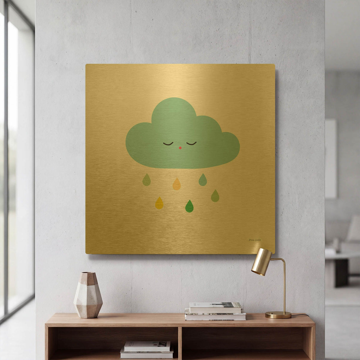 'Sleepy Cloud I' By Ann Kelle Gold Metal Wall Art