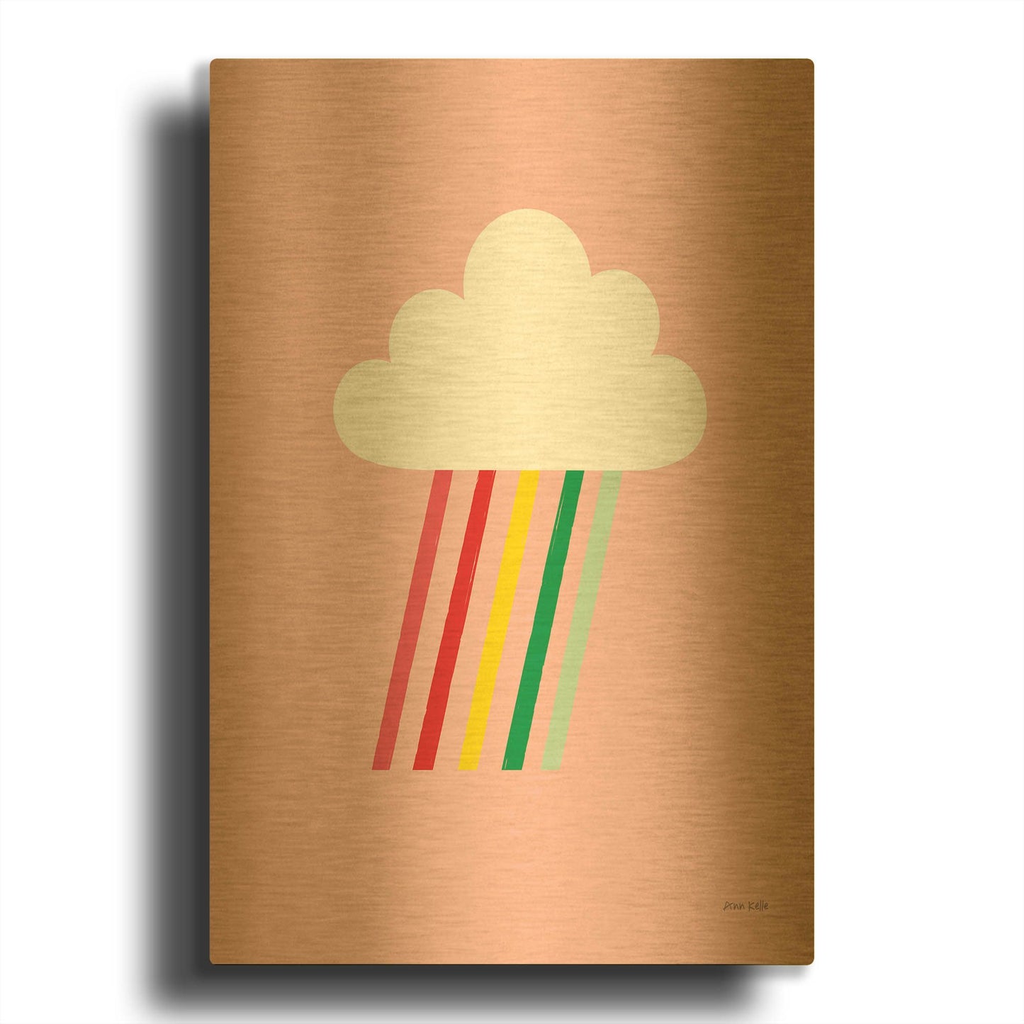 'Rainbow Rays I' By Ann Kelle Gold Metal Wall Art