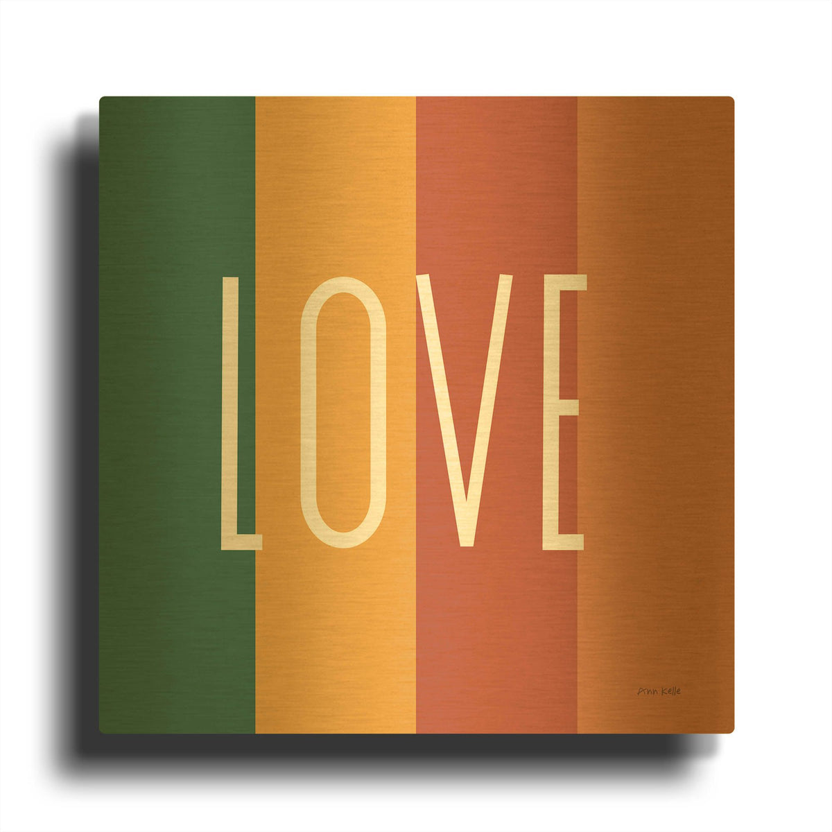 'Love Rainbow Retro' By Ann Kelle Gold Metal Wall Art