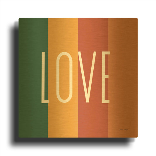 'Love Rainbow Retro' By Ann Kelle Gold Metal Wall Art