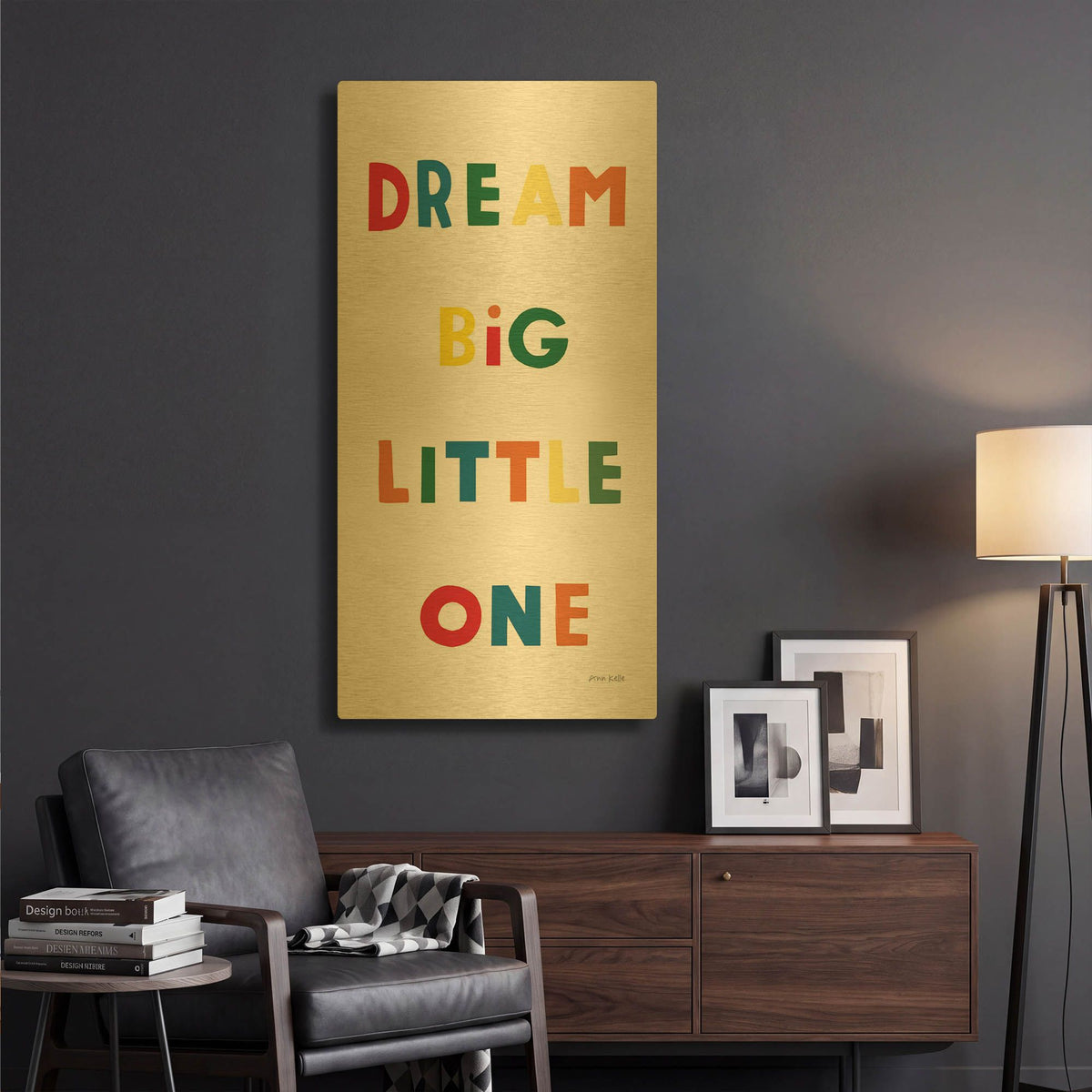 'Dream Big Little One Bright' By Ann Kelle Gold Metal Wall Art
