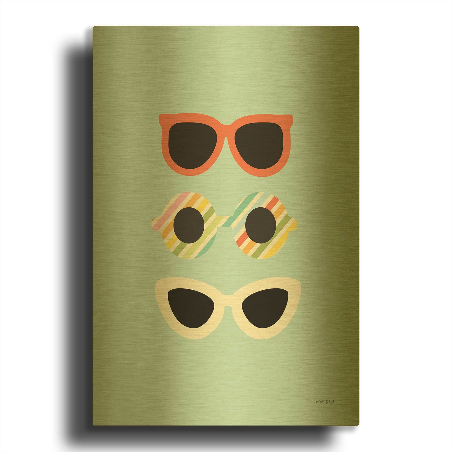 'Glamour Sunglasses' By Ann Kelle Gold Metal Wall Art