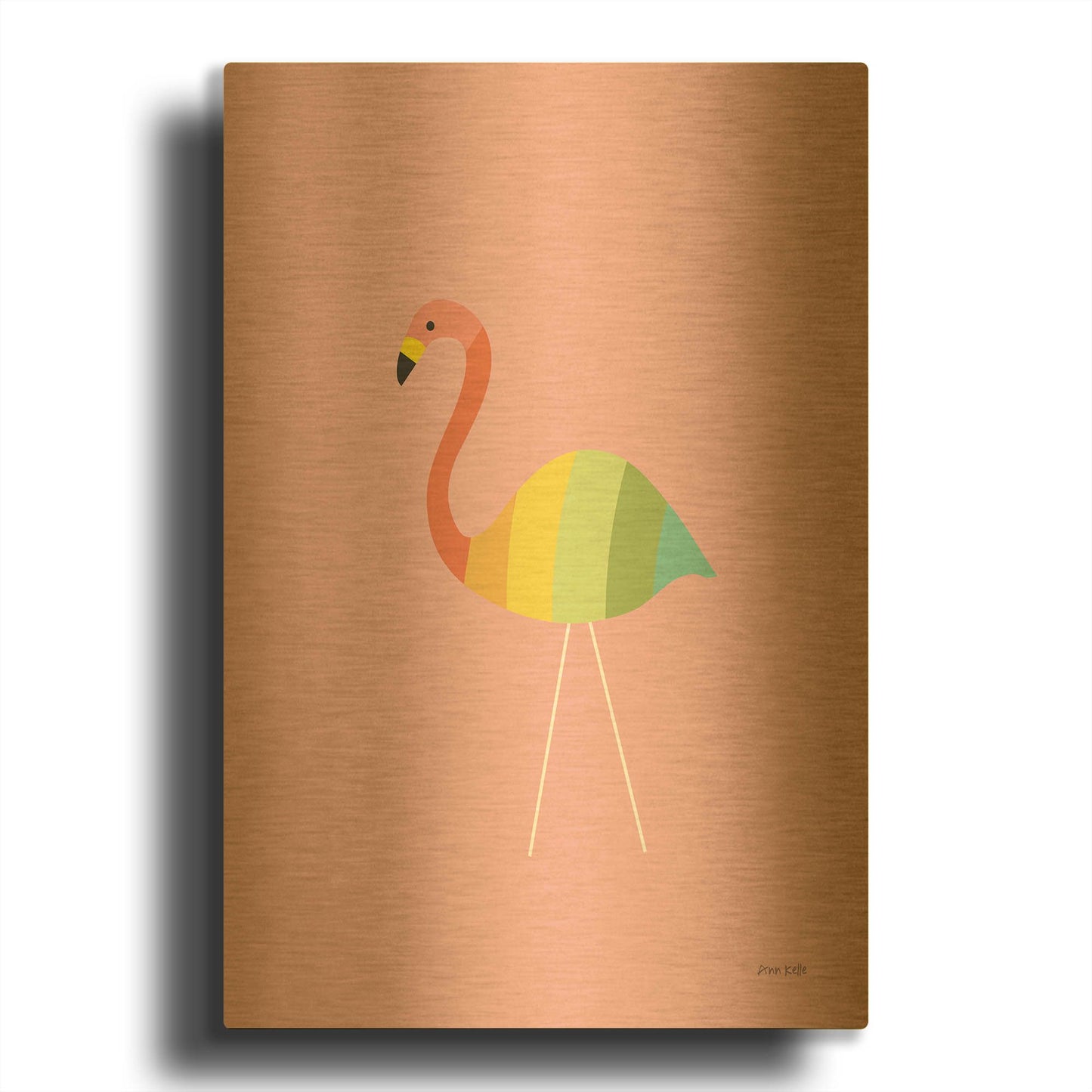 'Flamingo Colors' By Ann Kelle Gold Metal Wall Art