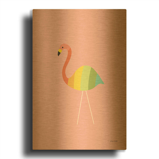 'Flamingo Colors' By Ann Kelle Gold Metal Wall Art