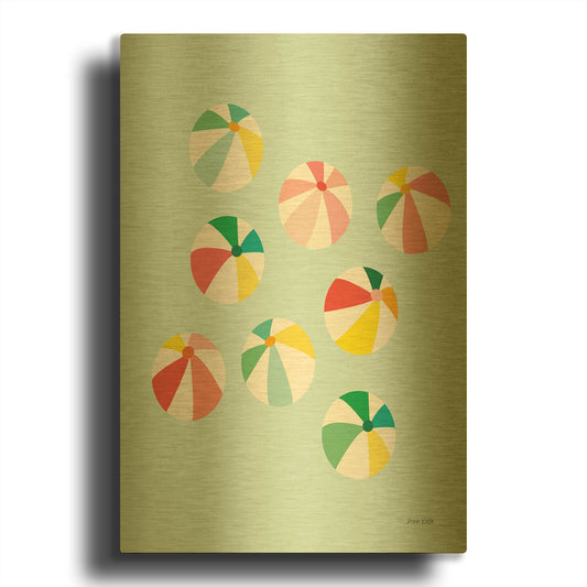 'Beach Umbrellas' By Ann Kelle Gold Metal Wall Art