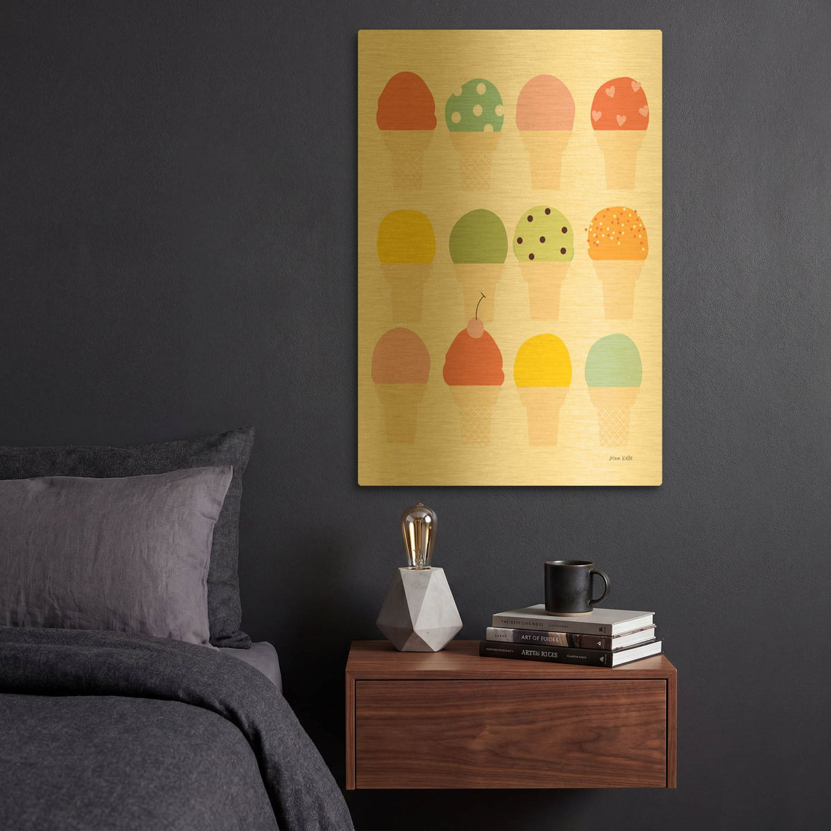 'Single Scoops' By Ann Kelle Gold Metal Wall Art