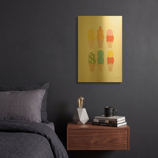 'Double Scoops' By Ann Kelle Gold Metal Wall Art