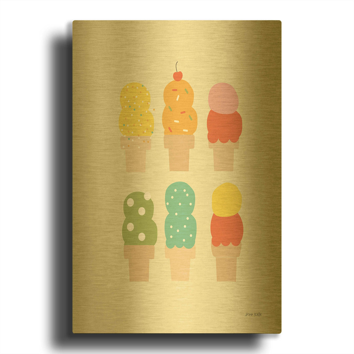 'Double Scoops' By Ann Kelle Gold Metal Wall Art