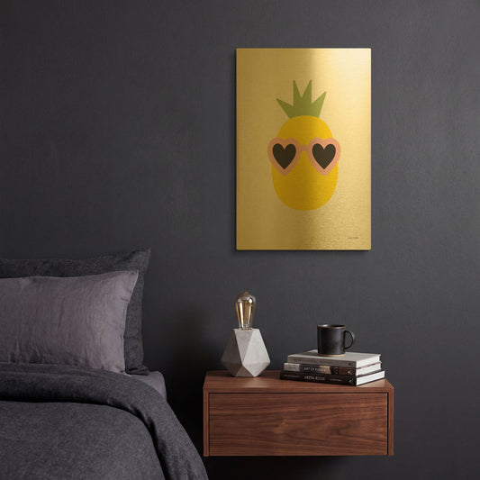 'Sunny Pineapple' By Ann Kelle Gold Metal Wall Art