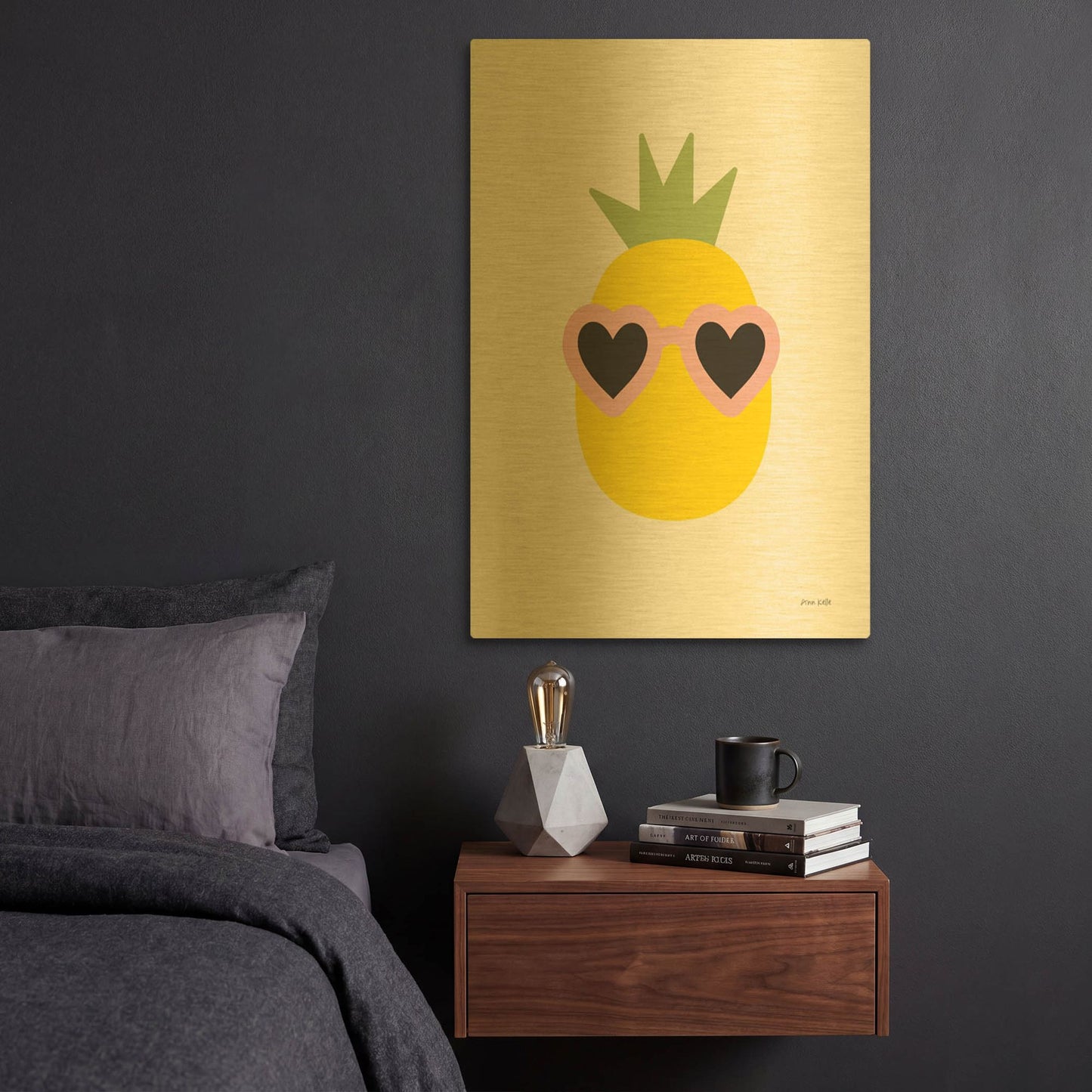 'Sunny Pineapple' By Ann Kelle Gold Metal Wall Art