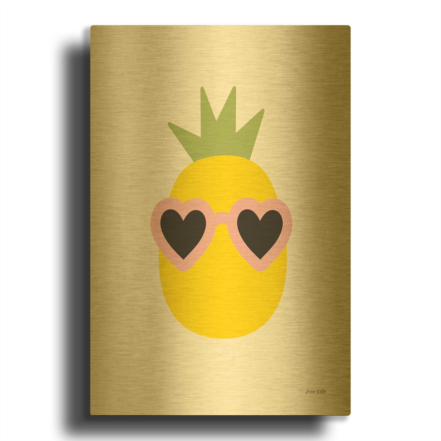 'Sunny Pineapple' By Ann Kelle Gold Metal Wall Art