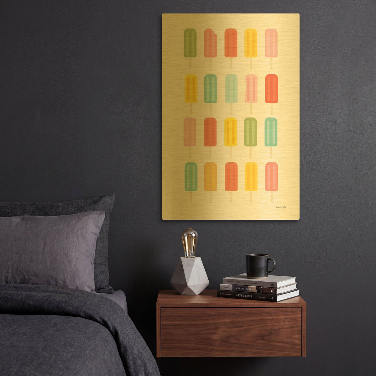 'Colorful Popsicles' By Ann Kelle Gold Metal Wall Art