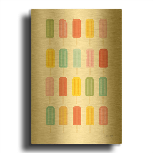 'Colorful Popsicles' By Ann Kelle Gold Metal Wall Art