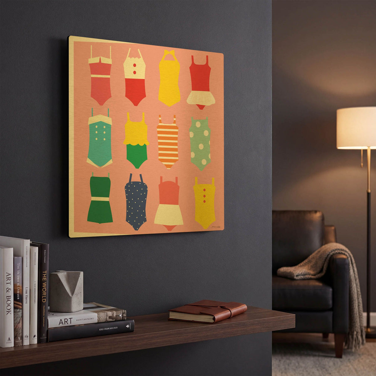 'Bathing Suits Galore' By Ann Kelle Gold Metal Wall Art