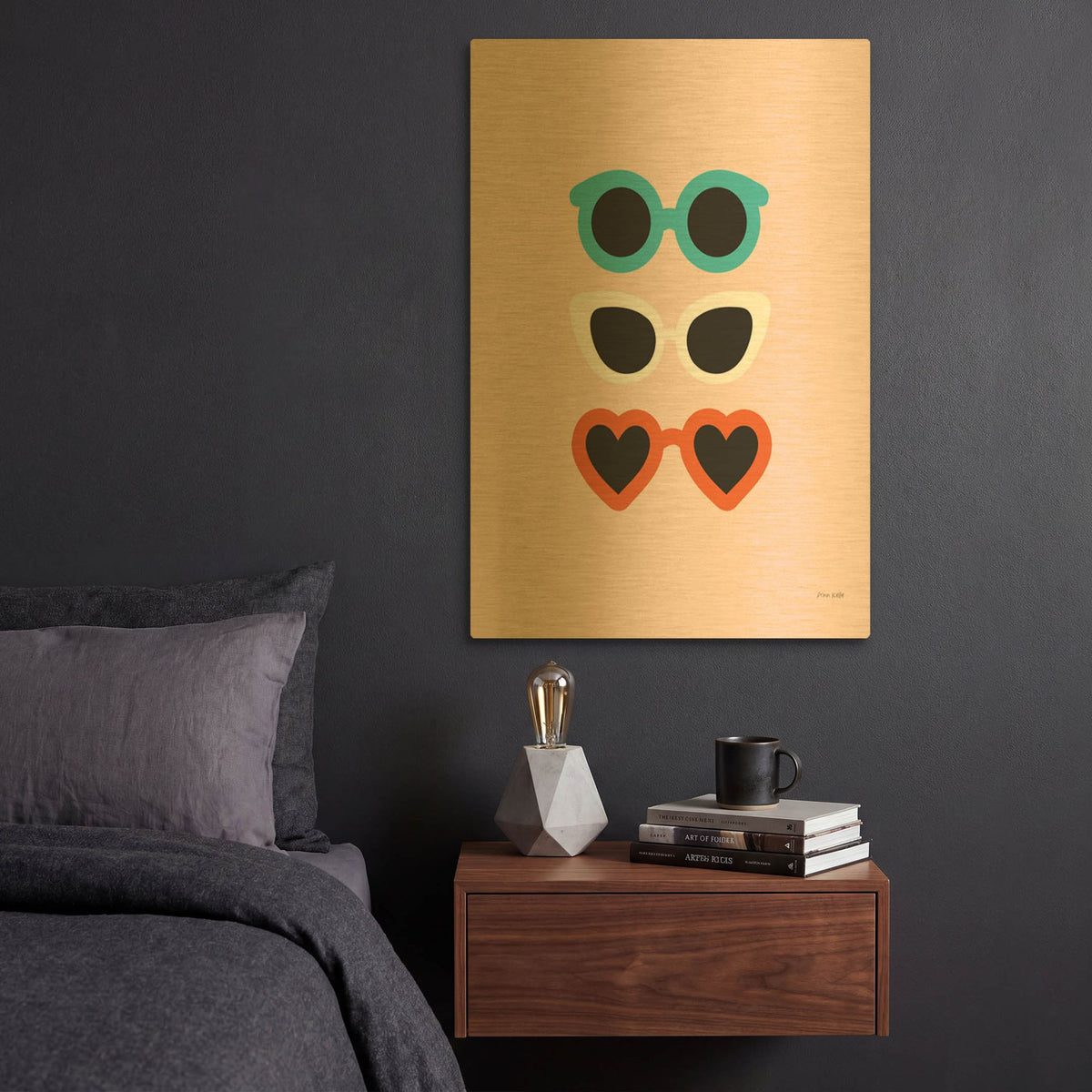 'Sunglasses for All II' By Ann Kelle Gold Metal Wall Art