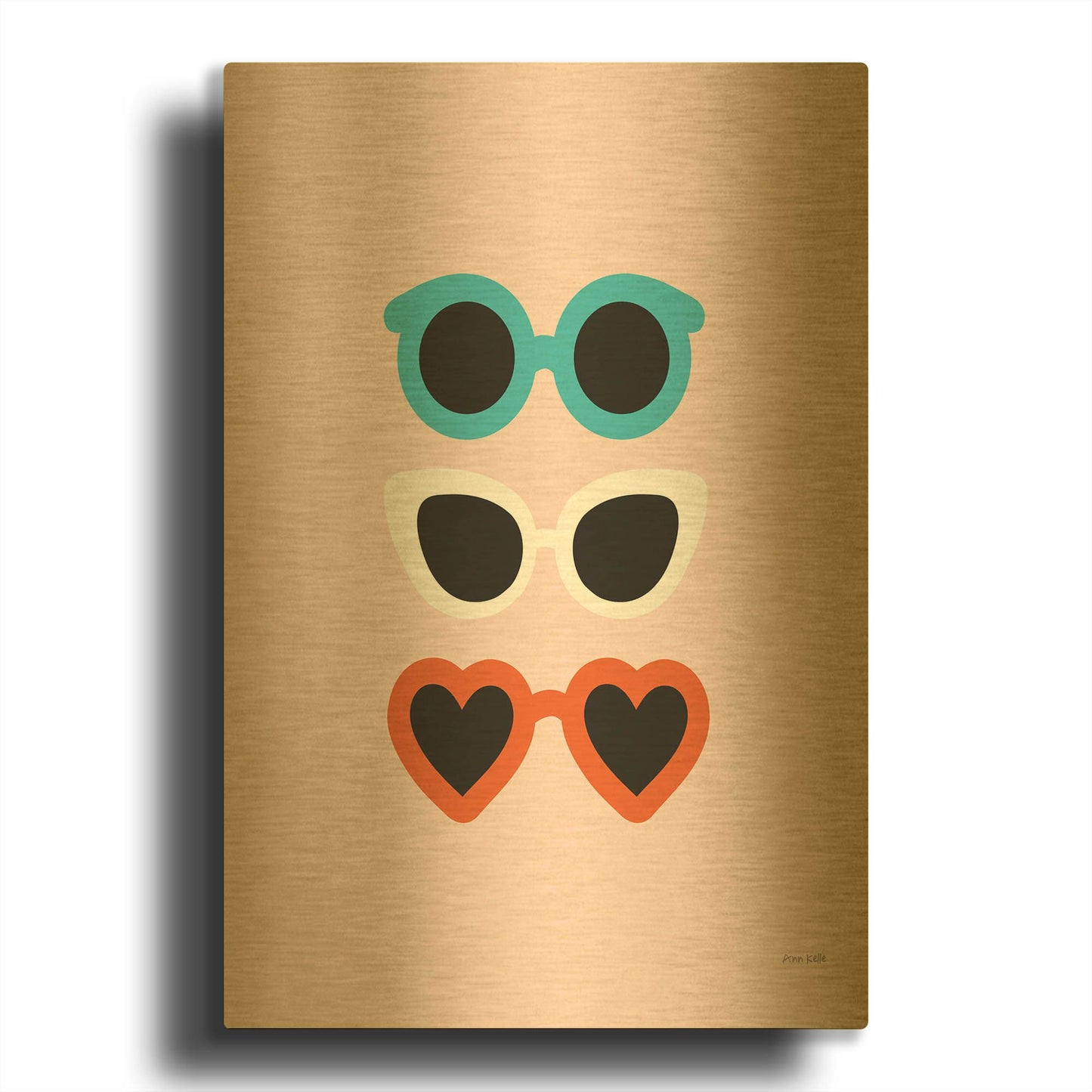'Sunglasses for All II' By Ann Kelle Gold Metal Wall Art