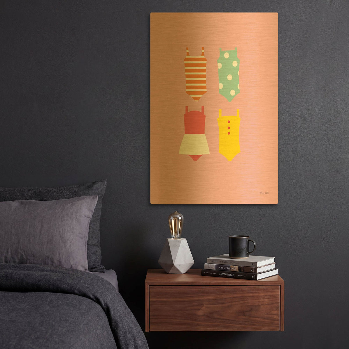 'Bathing Suits Galore II' By Ann Kelle Gold Metal Wall Art