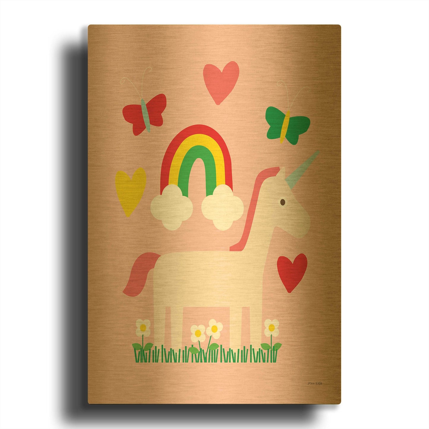 'Unicorn Fun I' By Ann Kelle Gold Metal Wall Art