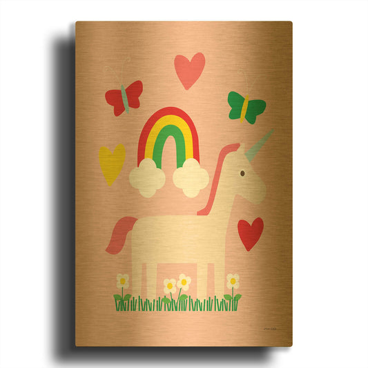 'Unicorn Fun I' By Ann Kelle Gold Metal Wall Art