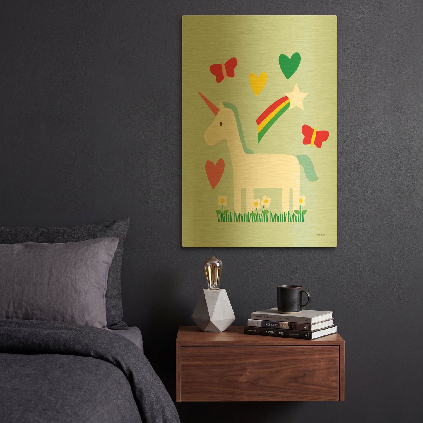 'Unicorn Fun II' By Ann Kelle Gold Metal Wall Art