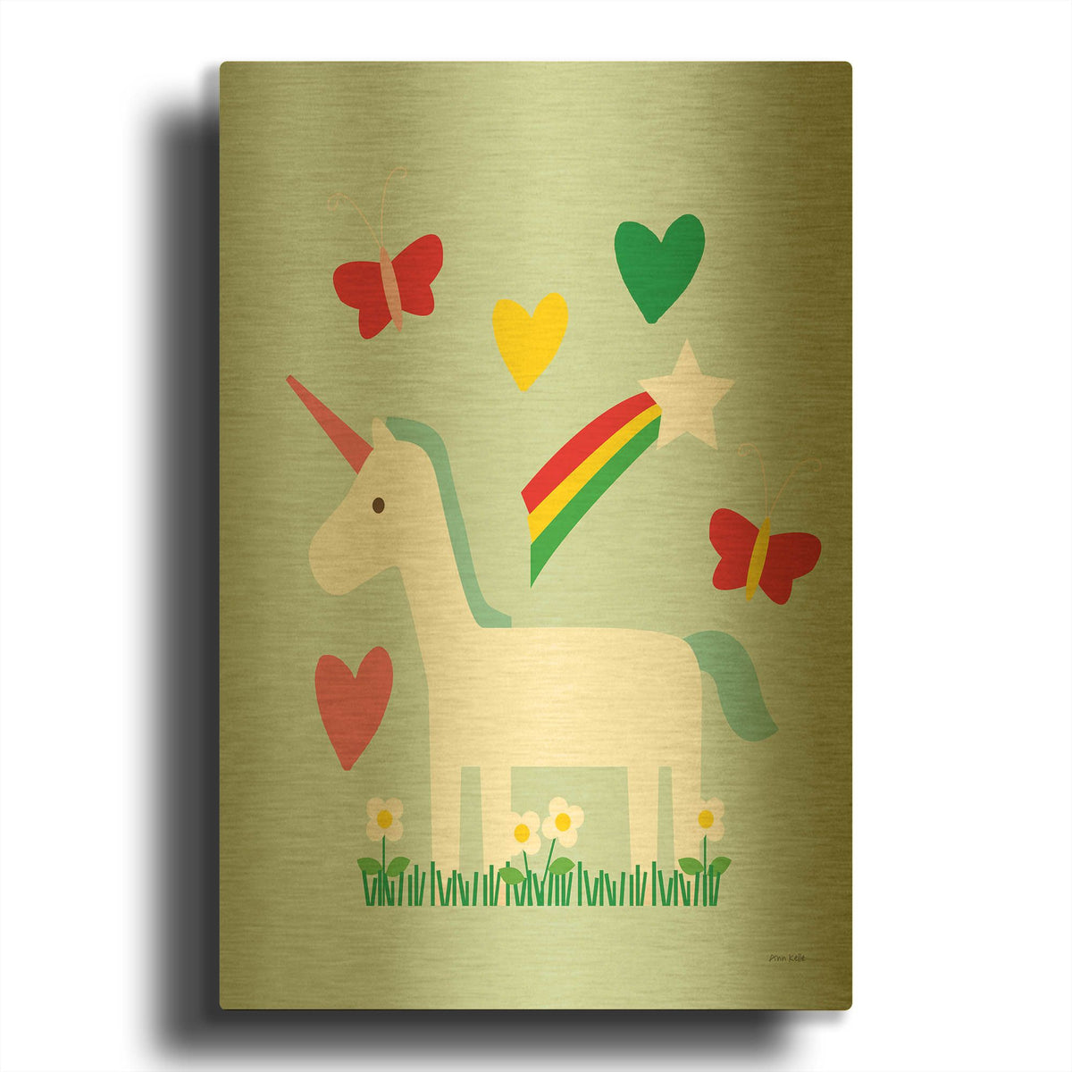 'Unicorn Fun II' By Ann Kelle Gold Metal Wall Art