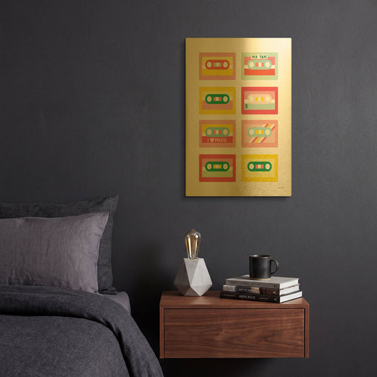 'Lets Listen to Music III' By Ann Kelle Gold Metal Wall Art